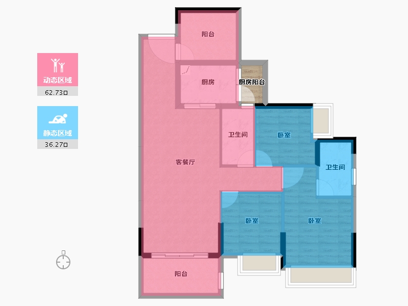 广东省-湛江市-龙悦公馆-90.84-户型库-动静分区