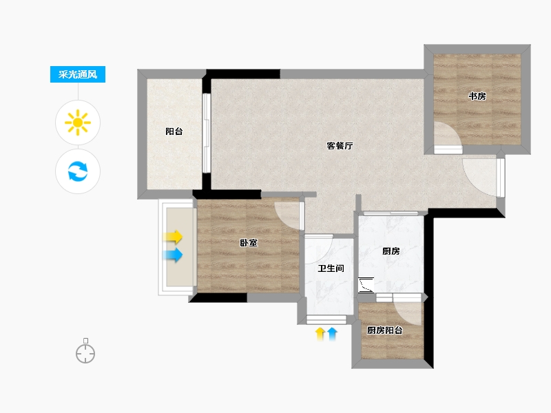 广东省-湛江市-龙悦公馆-53.94-户型库-采光通风