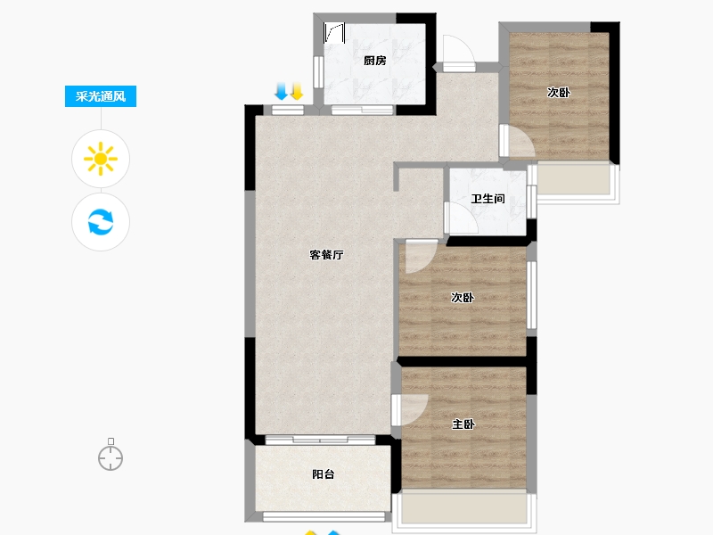 湖南省-湘潭市-福晟滨江花园-74.00-户型库-采光通风