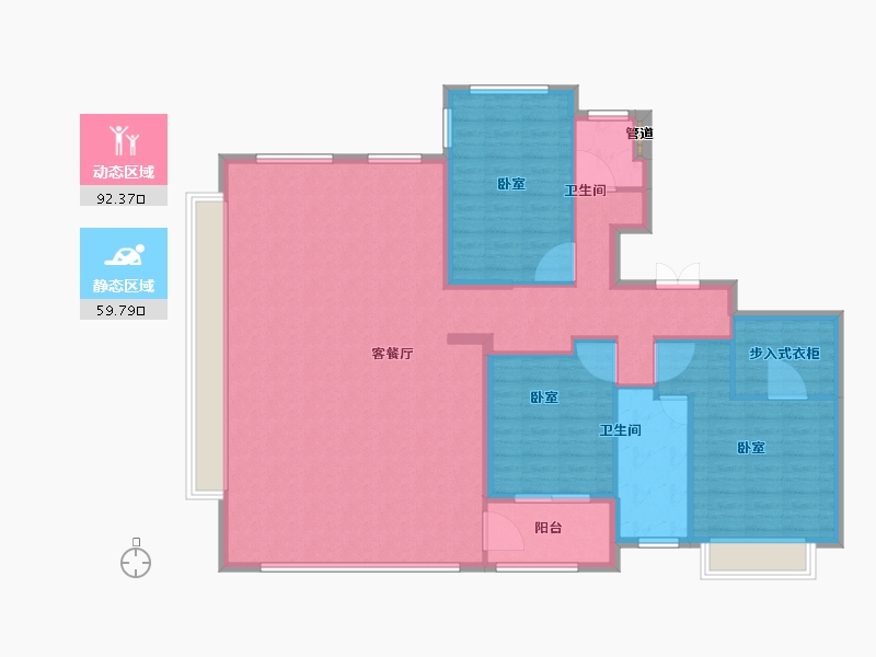 浙江省-宁波市-维科望江府-140.01-户型库-动静分区