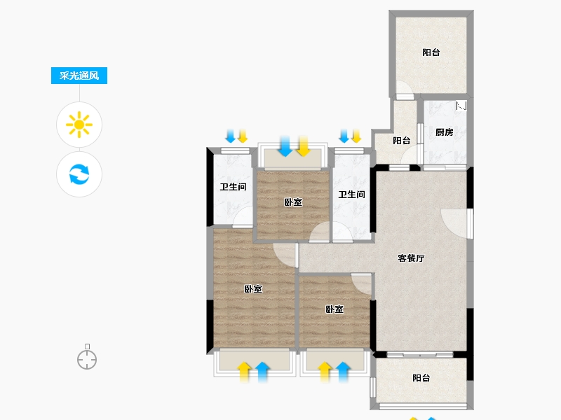 广东省-湛江市-龙悦公馆-89.00-户型库-采光通风