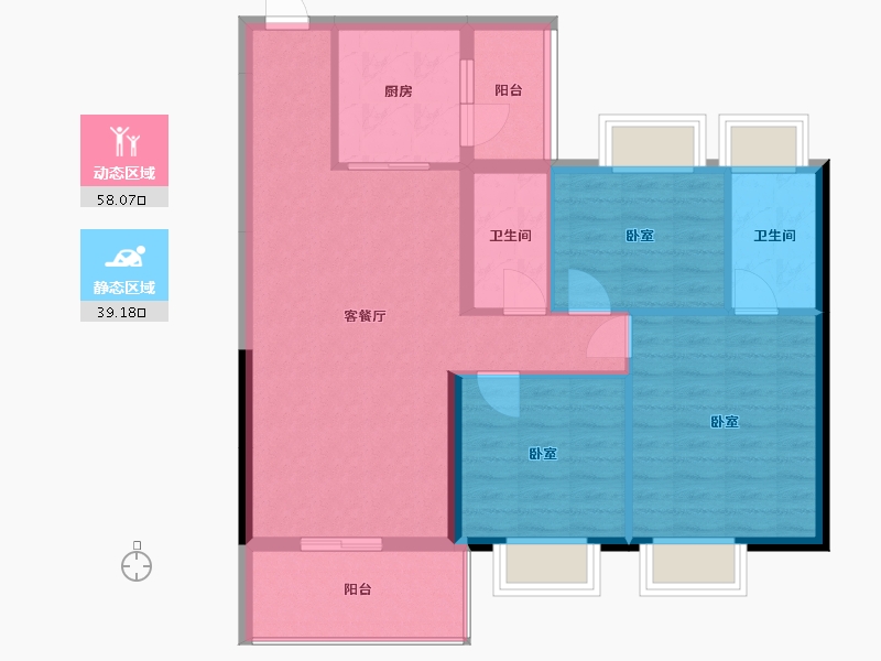 湖南省-株洲市-攸州碧桂园·攸州府-87.67-户型库-动静分区