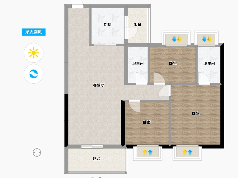 湖南省-株洲市-攸州碧桂园·攸州府-87.67-户型库-采光通风