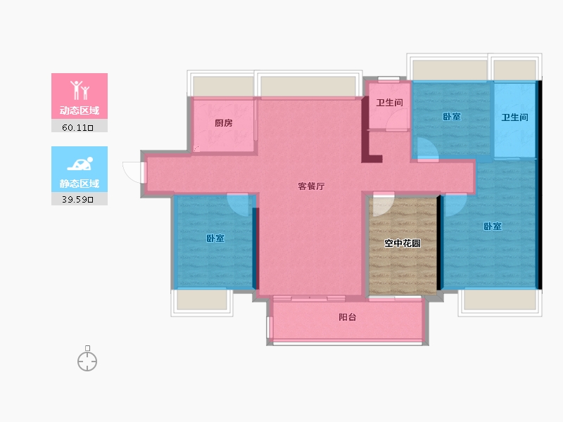 广东省-江门市-旭辉双龙台-98.67-户型库-动静分区