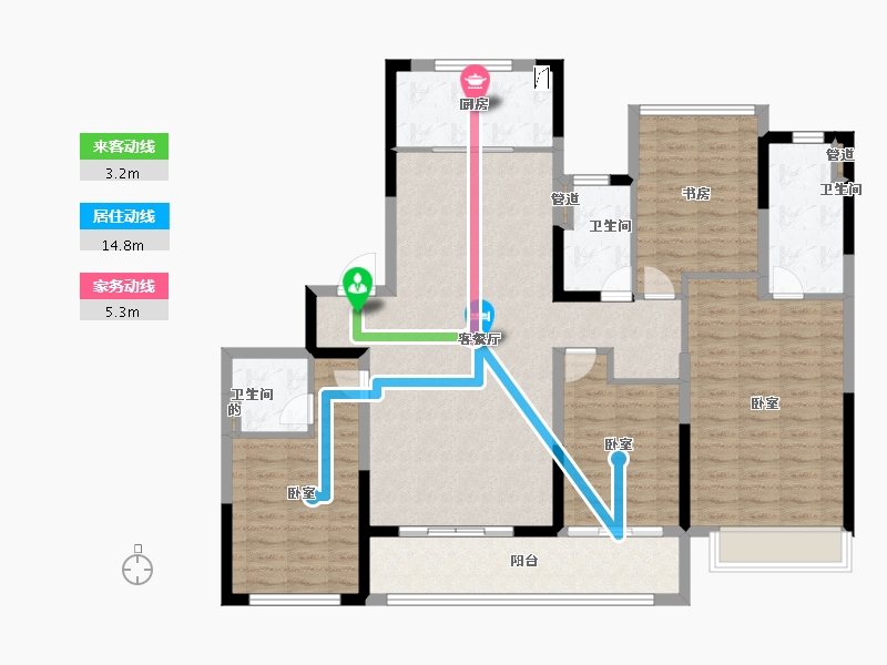 浙江省-宁波市-新希望堇麟上府-128.00-户型库-动静线