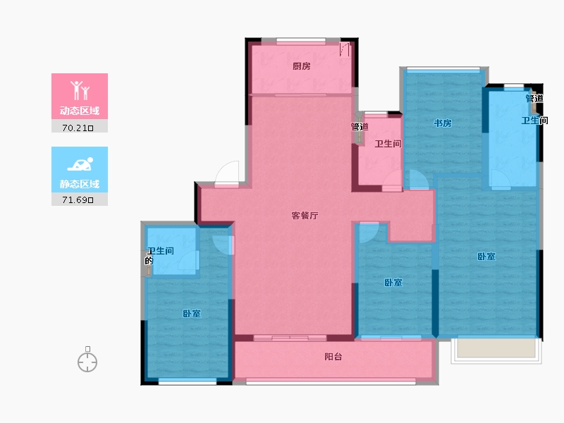 浙江省-宁波市-新希望堇麟上府-128.00-户型库-动静分区