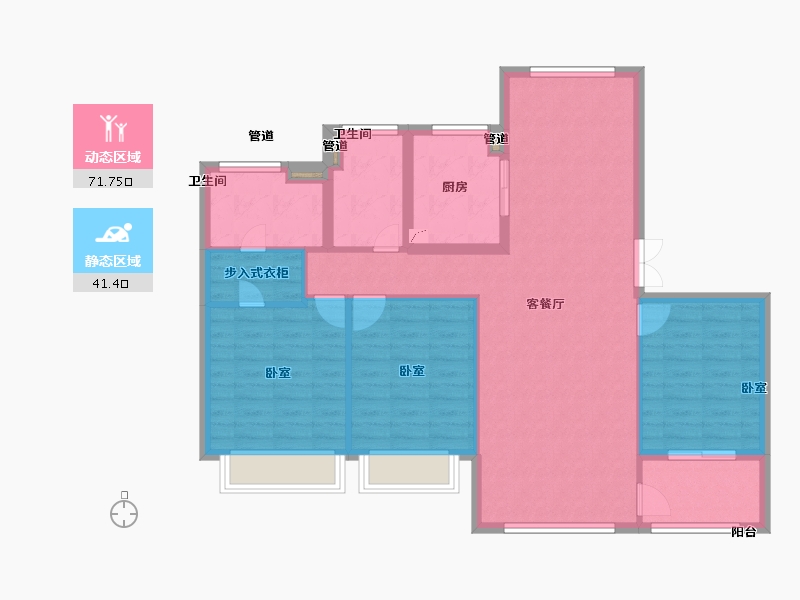 浙江省-宁波市-维科望江府-102.99-户型库-动静分区