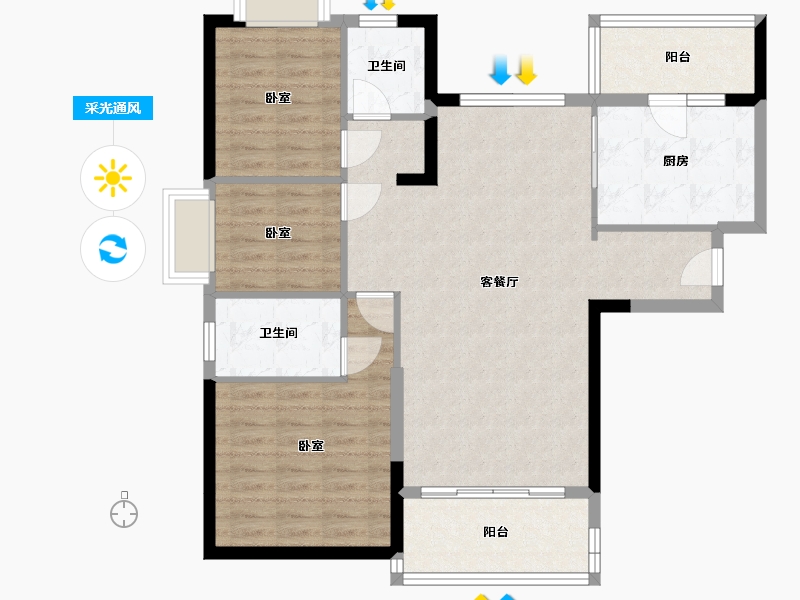 湖南省-湘潭市-湘潭恒大国际健康城-93.81-户型库-采光通风