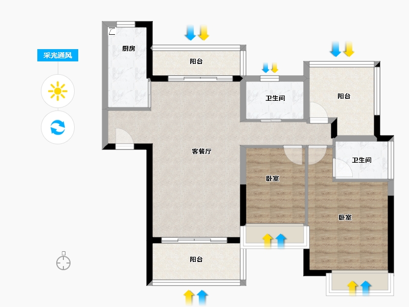 广东省-江门市-龍灣路九號-86.50-户型库-采光通风