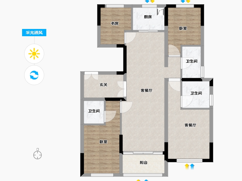 湖北省-武汉市-红星天铂-102.00-户型库-采光通风