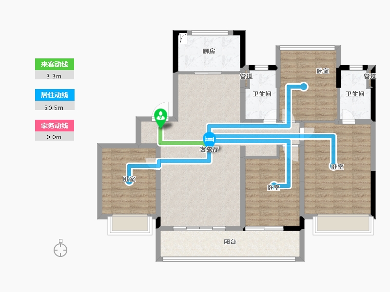 浙江省-宁波市-新希望堇麟上府-109.99-户型库-动静线