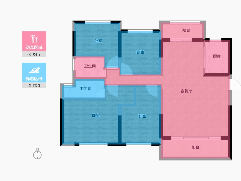 广东省-汕头市-潮南碧桂园云荟府-84.32-户型库-动静分区