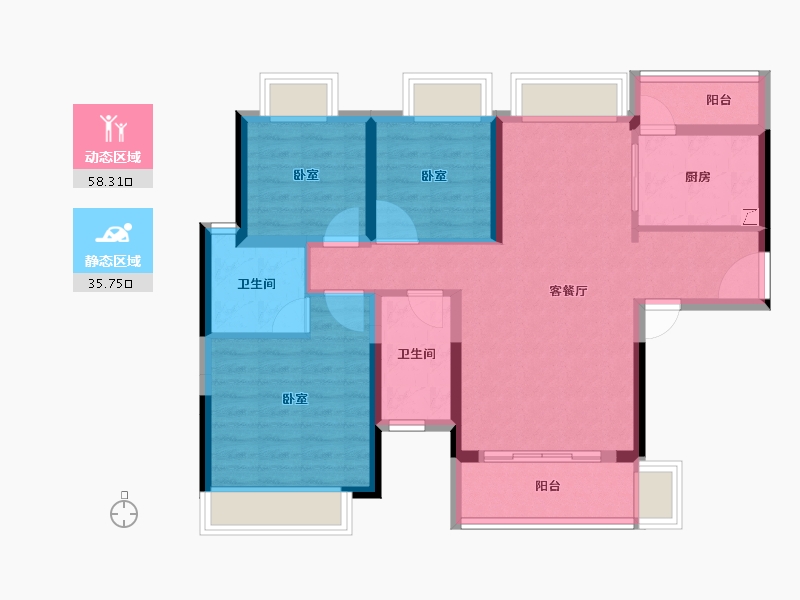 广东省-江门市-方圆月岛首府-83.06-户型库-动静分区