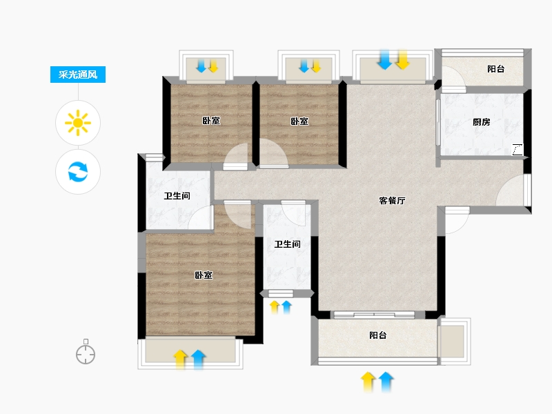 广东省-江门市-方圆月岛首府-83.06-户型库-采光通风