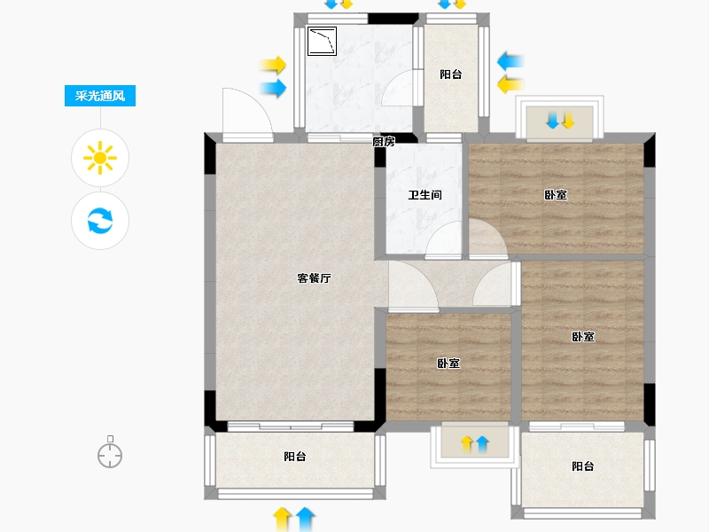 广东省-广州市-粤海宝华轩-81.01-户型库-采光通风