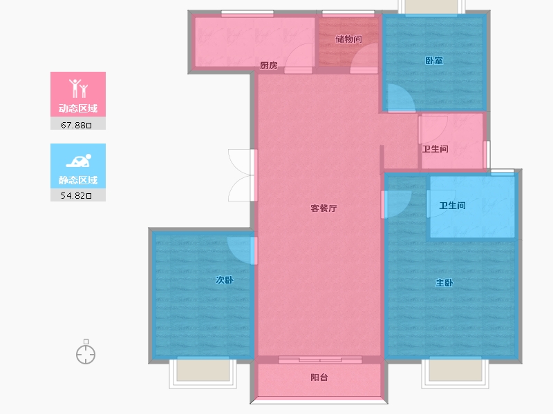 安徽省-安庆市-宜海林语棠三期-111.01-户型库-动静分区