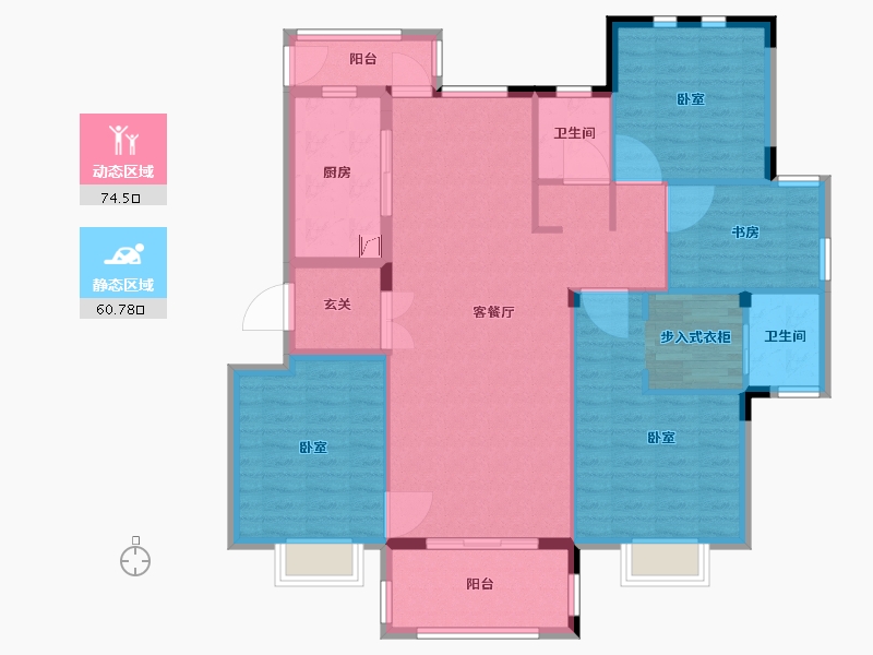 湖北省-武汉市-鹏湖湾十二墅-122.99-户型库-动静分区