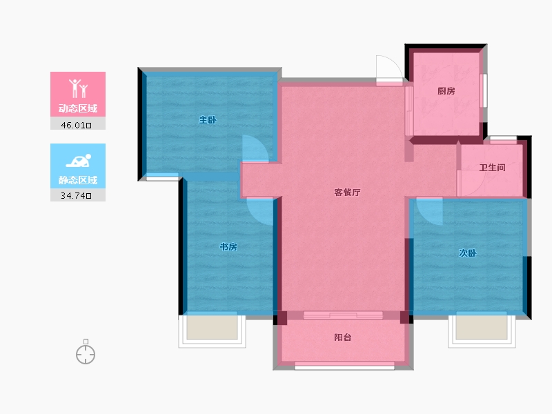 湖北省-武汉市-恒瑞上城-71.83-户型库-动静分区