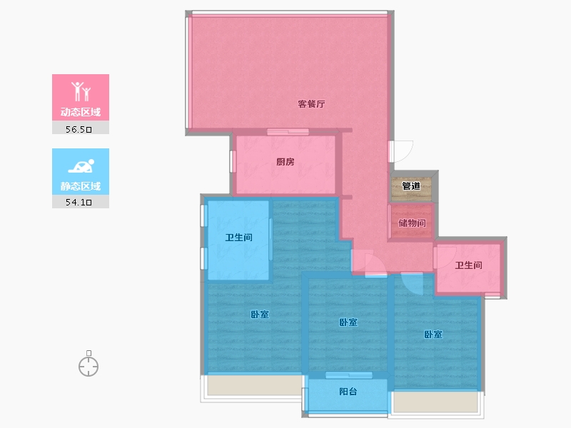 浙江省-温州市-万科翡翠心湖-99.77-户型库-动静分区