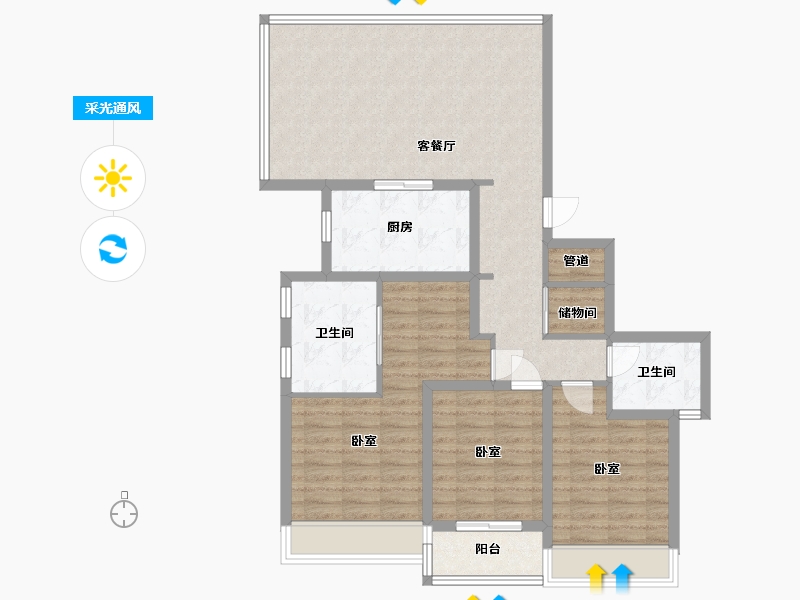 浙江省-温州市-万科翡翠心湖-99.77-户型库-采光通风