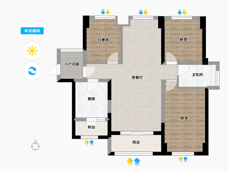 广东省-惠州市-中洲中央公园-82.51-户型库-采光通风