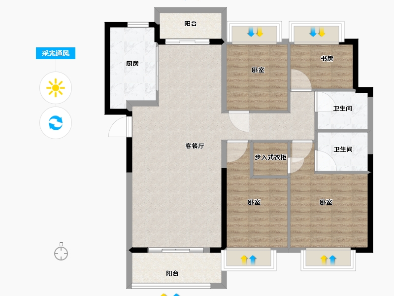 湖北省-武汉市-融侨滨江城-111.00-户型库-采光通风