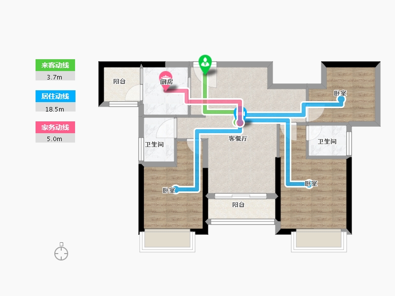 广东省-佛山市-星星凯旋国际住宅-71.00-户型库-动静线