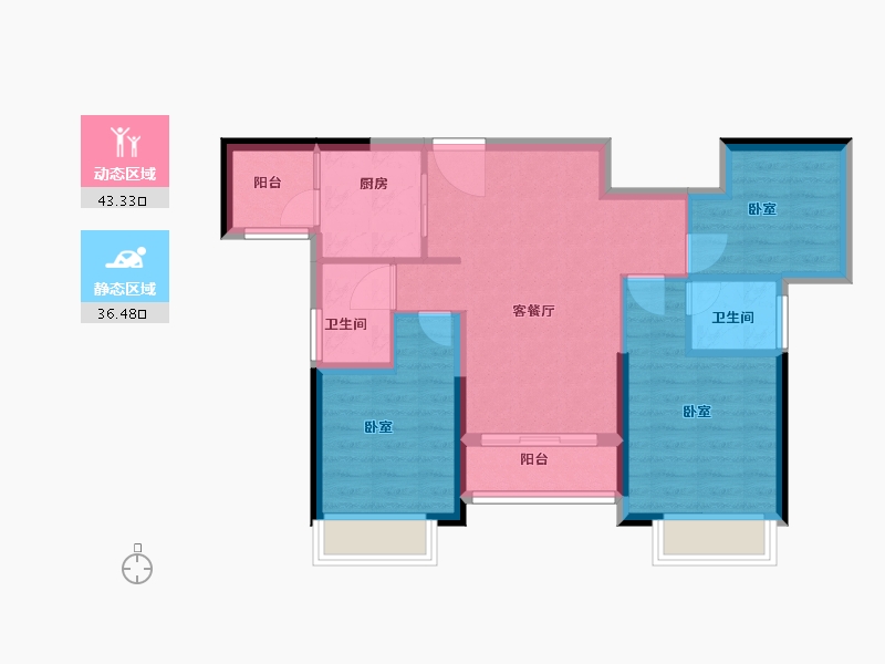 广东省-佛山市-星星凯旋国际住宅-71.00-户型库-动静分区