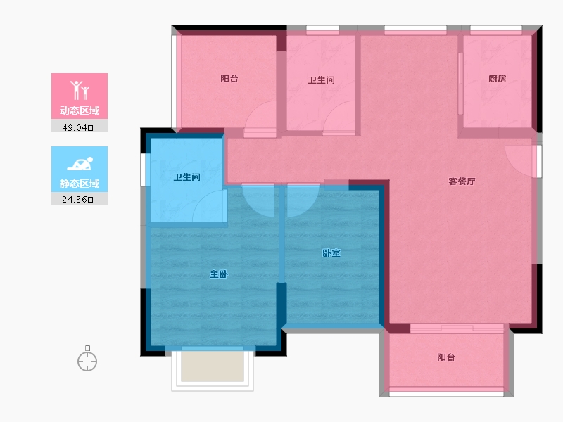 广东省-佛山市-恒福天悦-65.01-户型库-动静分区