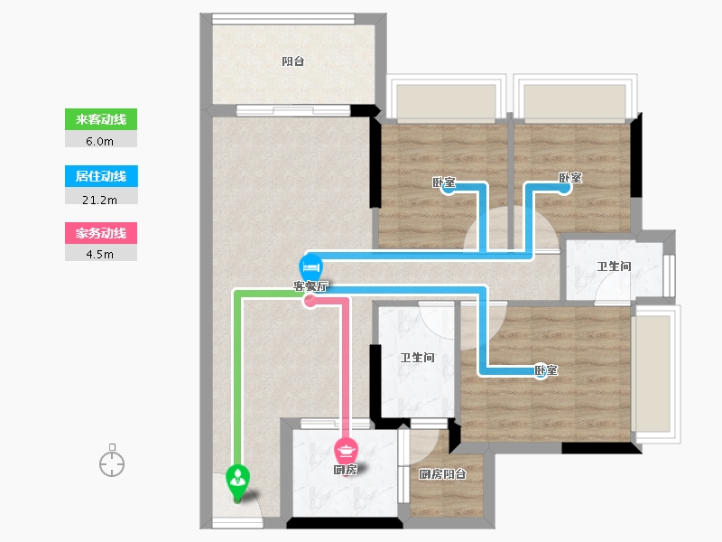 广东省-湛江市-龙悦公馆-76.50-户型库-动静线