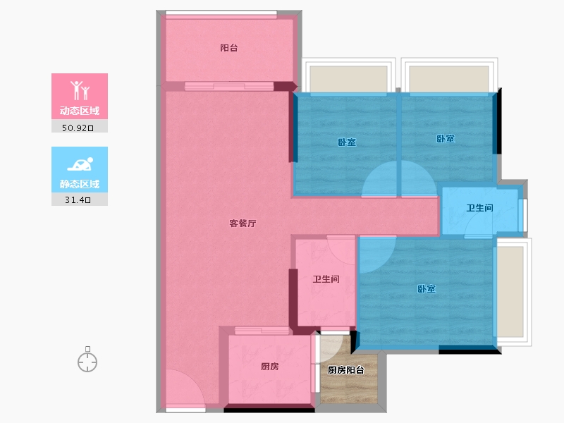 广东省-湛江市-龙悦公馆-76.50-户型库-动静分区