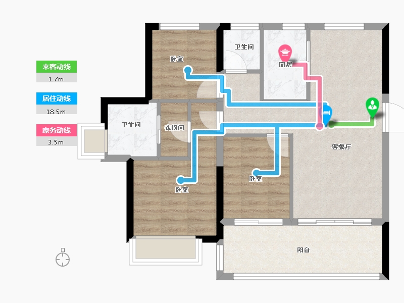 浙江省-绍兴市-合生杭州湾国际新城-72.00-户型库-动静线