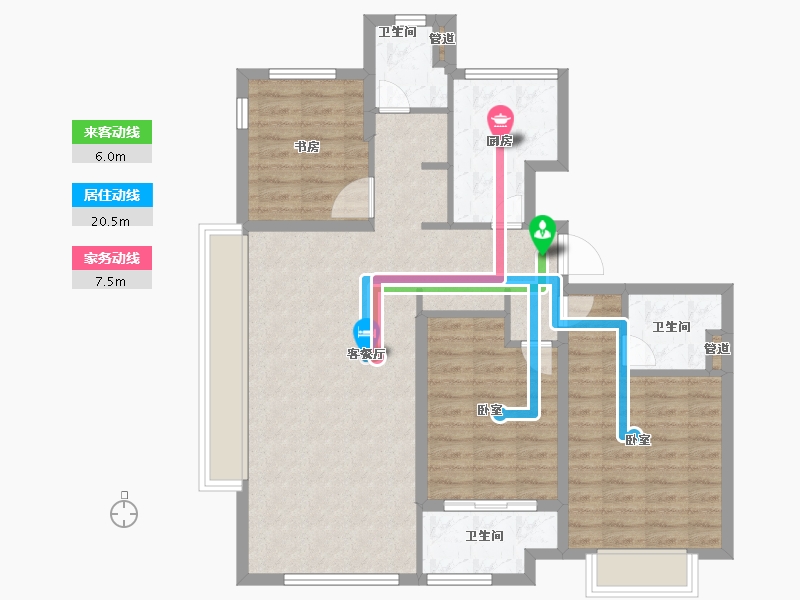 浙江省-宁波市-维科望江府-93.00-户型库-动静线