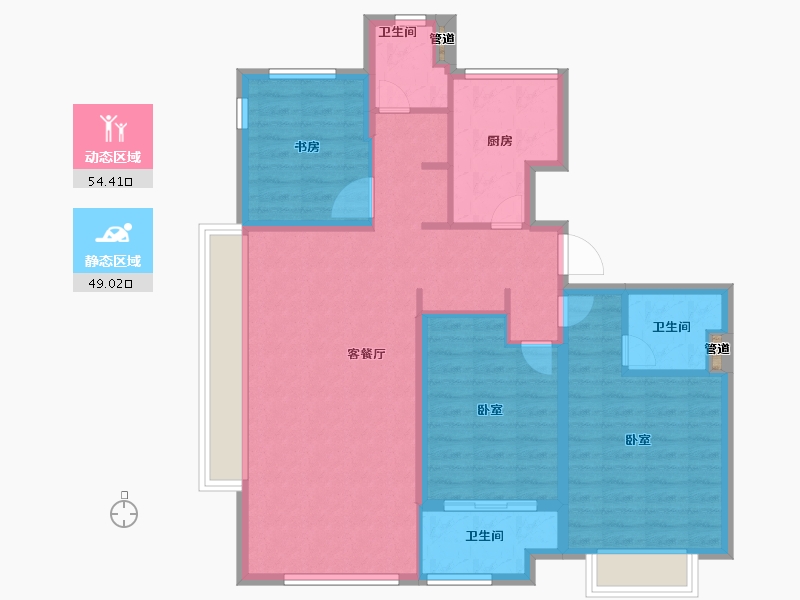 浙江省-宁波市-维科望江府-93.00-户型库-动静分区