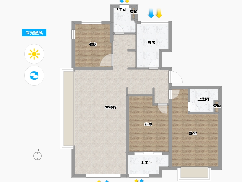 浙江省-宁波市-维科望江府-93.00-户型库-采光通风