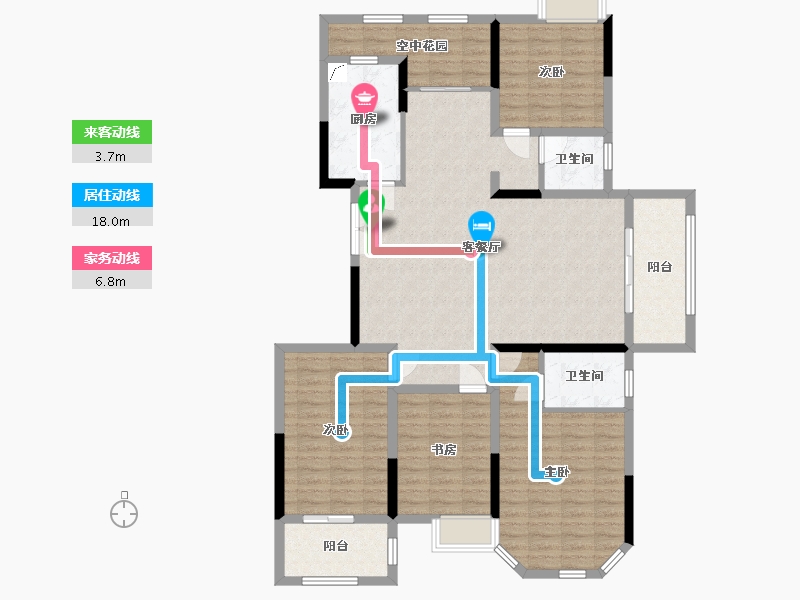 湖南省-长沙市-兴汝金城-133.03-户型库-动静线