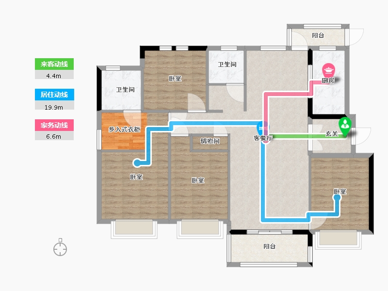 湖北省-武汉市-鹏湖湾十二墅-138.88-户型库-动静线