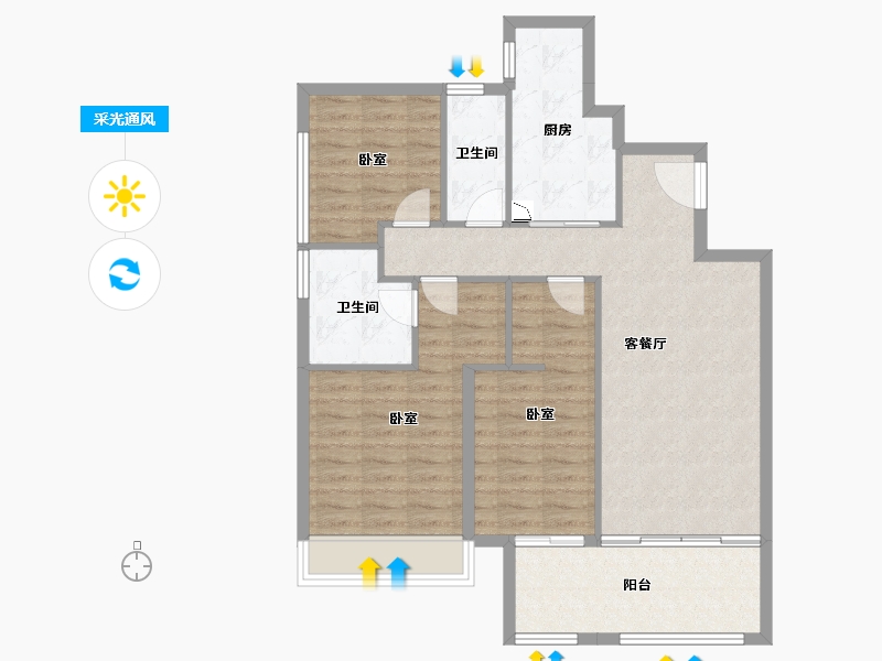 广东省-广州市-天健云山府-92.59-户型库-采光通风