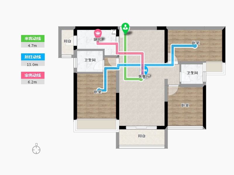 广东省-江门市-帕佳图·双子星广场-79.05-户型库-动静线