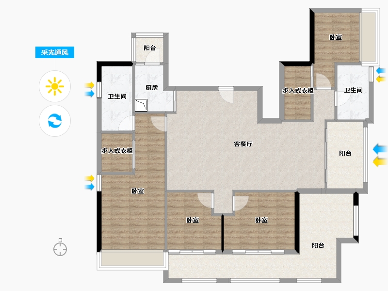 广东省-广州市-天健云山府-136.87-户型库-采光通风