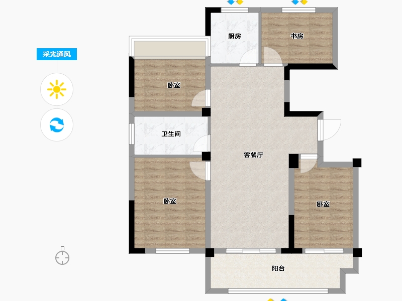 安徽省-六安市-丰泰·卡地亚湾-100.05-户型库-采光通风