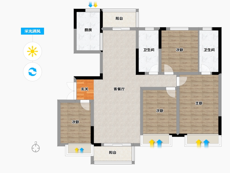 河南省-平顶山市-汝州建业桂园-116.17-户型库-采光通风