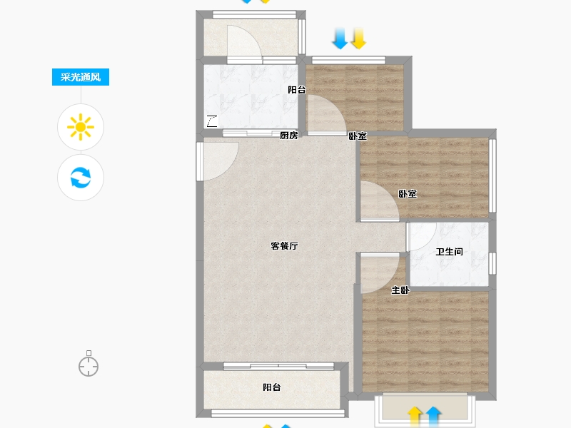 江苏省-宿迁市-恒大悦澜湾花园-87.00-户型库-采光通风