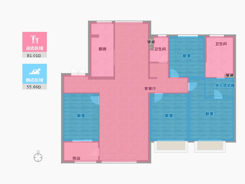 浙江省-宁波市-维科望江府-124.00-户型库-动静分区