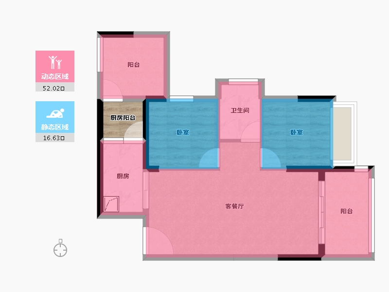 广东省-湛江市-龙悦公馆-63.75-户型库-动静分区