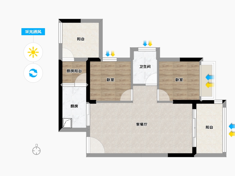 广东省-湛江市-龙悦公馆-63.75-户型库-采光通风