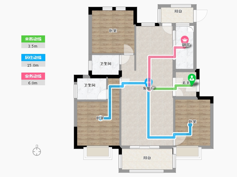 湖北省-武汉市-鹏湖湾十二墅-96.00-户型库-动静线