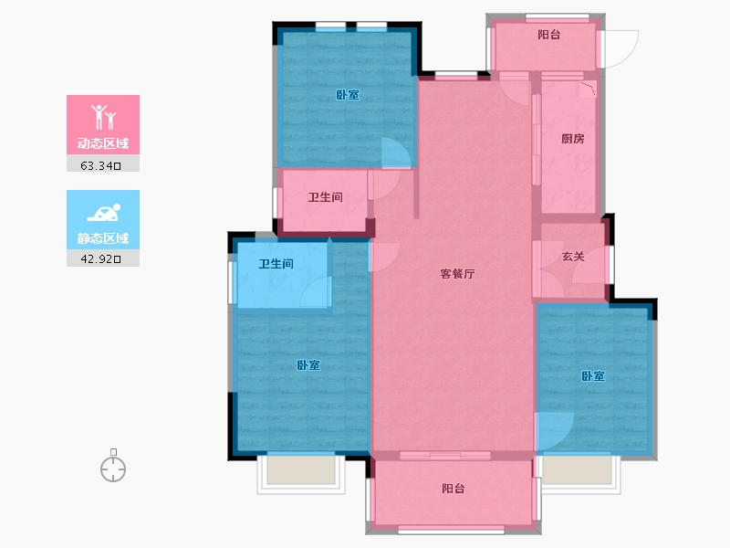 湖北省-武汉市-鹏湖湾十二墅-96.00-户型库-动静分区