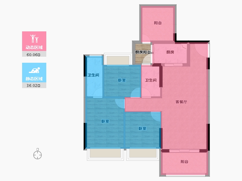 广东省-湛江市-龙悦公馆-88.29-户型库-动静分区