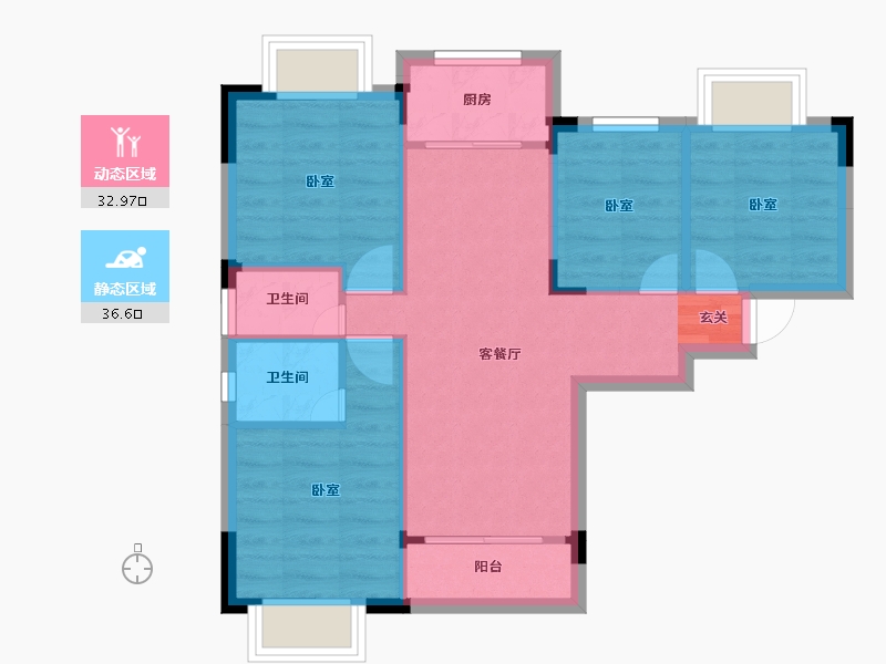 湖南省-邵阳市-魏源和谐嘉园三期-62.15-户型库-动静分区